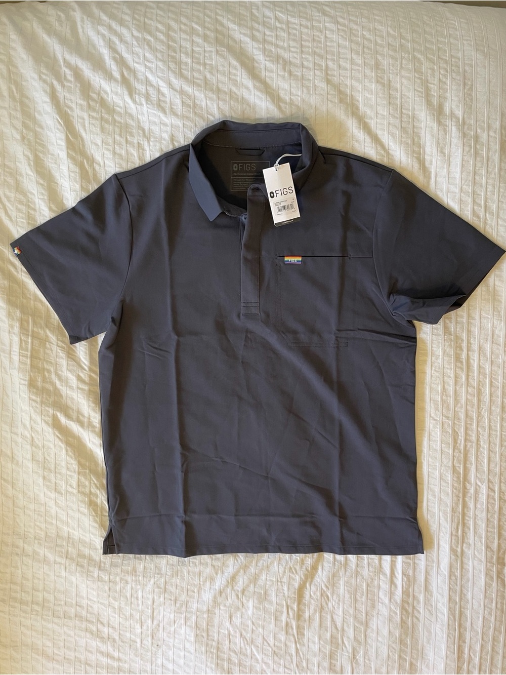FIGS- Lima Short Sleeve Polo Scrub Top size medium, pride edition, charcol